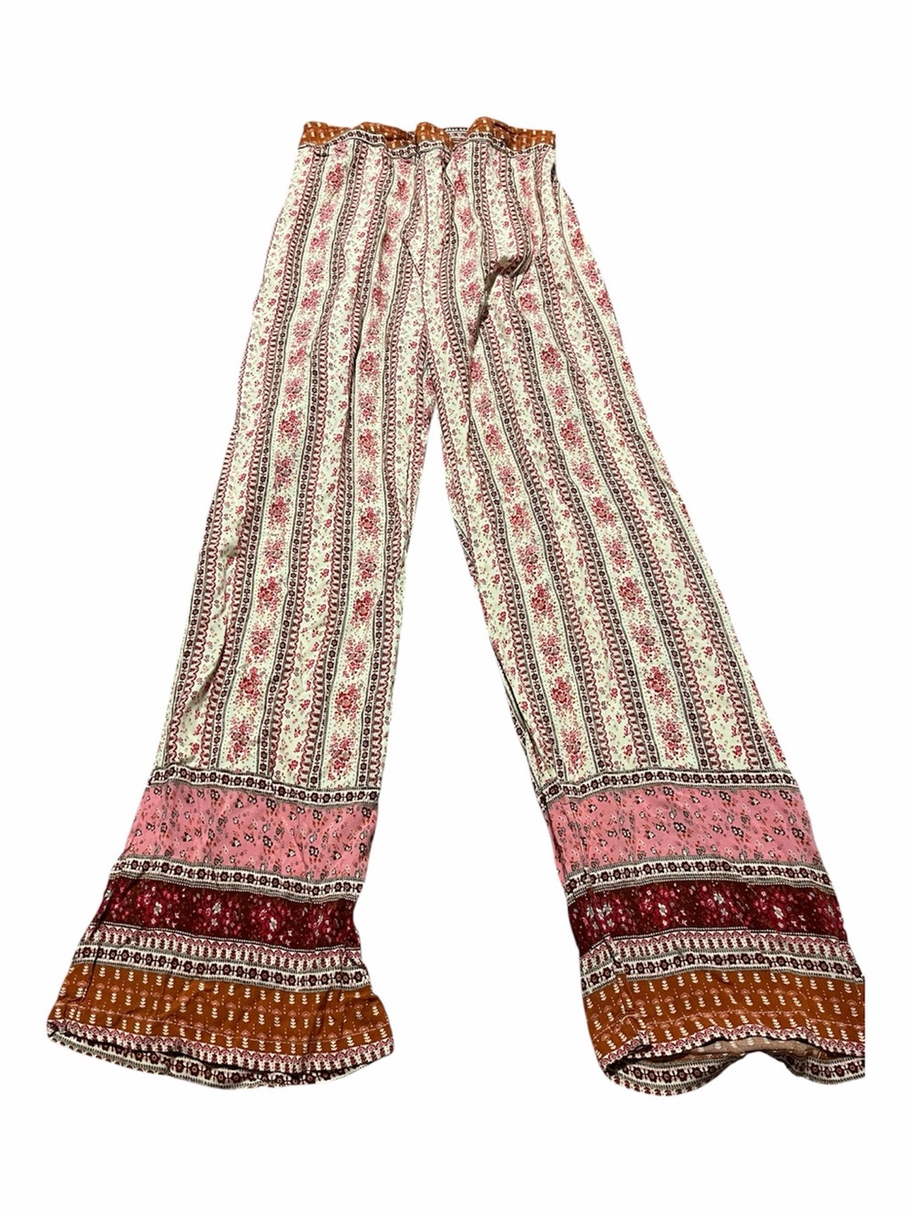 Bohemian Wide-Leg Printed Palazzo Pants - Pink Multi